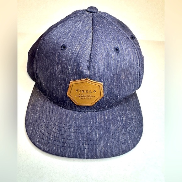 Vissla SnapBack Dark Blue Cap Hat Logo Patch Front Linen Spandex Blend - Picture 1 of 7